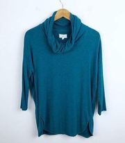 Lou & Grey Teal Blue Cowl Neck Super Soft comfy Light Weight Pullover Sweater S