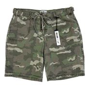 NEW  Green Camo 100% Cotton Lace Up Utility Cargo Shorts Women’s 29