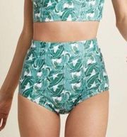 NWT Kingdom & State {ModCloth} Green Palms High Waisted Bikini Bottoms XS