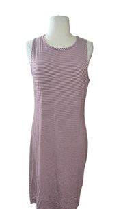 Maxi Sleeveless Dress Striped Pink/Brown and White