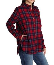 Jachs Girlfriend Women's Flannel Shirt Red Blue White Plaid Size XL