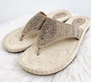 Cliffs Neutral Beige Silver Embellished Super Soft Slip on Sandals ~ Size 11