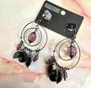 Chico’s Additions black and purple circle beaded earrings