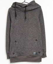 Volcom Tower Pullover Sweatshirt Tunic Long Length Crossover Neck Hoodie Gray S