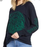 Zadig & Voltaire Embroidered Skeleton Sweatshirt Navy Green embroidery cotton S