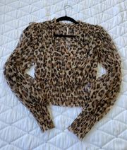 LEOPARD PRINT MESH TOP XS