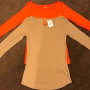 Joe Fresh Orange & Tan 3/4 Sleeve Shirts (2)