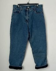 VTG WOOLRICH JEANS Womens BLACK FLEECE Lined Mom Jeans** High Rise 16 USA 🦋