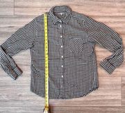 Uniqlo Women's Black & White Gingham Long Sleeve Button Down Shirt Size Medium