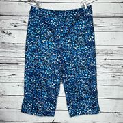 Valerie Stevens Woman NWT Size 20W Blue & White Ditsy Floral Print Crop Pants