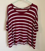 Oversized Red And White Stripe Tee