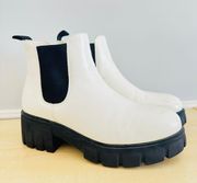 black and white platform boots