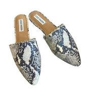 Size 8.5 Womens Trace -B Leather Pointed Toe Mules Snake Print