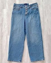 Button Fly Straight Leg Jeans 10