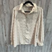 Blooming Jelly Boutique Cream Textured Polka Dot Button Front Blouse