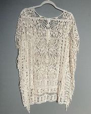 l*space NWT L* Revolve coverup kaftan festival cream crochet fringe o/s