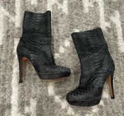 Alexandre Birman Python Embossed Stiletto Gray Booties