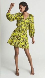 REISS Karlie Lime Print Flippy Dress