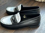 TWO-TONE STUDDED LOAFERS