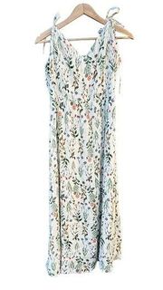 Tabitha Webb Wild Flower Sleeveless Dress Tie Strap Maxi Lined VNeck Side Zip XL