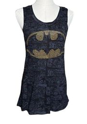 NEW DC COMICS Batman Juniors Tank Top Size Small Black Studded Gold Bling Sz S