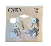 Cato Women's Silver Tone Faux Diamond Huggie Earrings NEW
