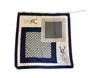 Yves  Navy Logo Square Scarf Made in Italy