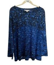 Rebecca Malone blue tunic blouse size 1X M3007