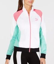 NEW Puma Colorblocked Track Jacket in White/Pink/Green/Black