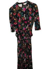 Vintage Karin Steven’s 80s Floral Button Front Back Floral Belted Dress size 4