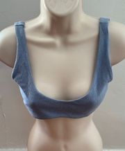 NWT  Kaiya Plunge Neck Blue Ribbed Bralette, size 4