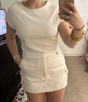 Cream Cargo Skort Set