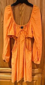 Women’s  Tangerine Orange Rayon/Linen Blend Cut-Out Dress Size XL