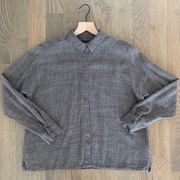 Brown and Black Tweed Button Front Collared Shirt Size Small