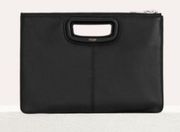 Maje Black Leather Mini Clutch Zip Bag 9.5” x 6.5”