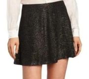 NEW NWT BCBGENERATION Pull Up Circle Skirt Black Gold Short Mini A-Line S - FLAW