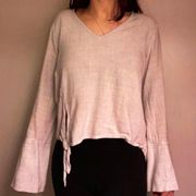 cream vneck long sleeve flowy shirt w/ bell sleeves |  | size small