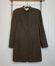 Rena Rowan  Womens Brown Wool Jacket Mock Neck Button Plus Size 16