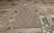 5/$15⚡️Cloud Chaser Light Brown Open Knit Sweater Size Medium