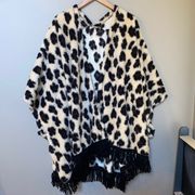 Zoe & Bella cheetah fringe lounge poncho