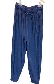 Zenana Drawstring Jogger Sweatpant Large Navy Blue Cotton Pocket NEW Boutique