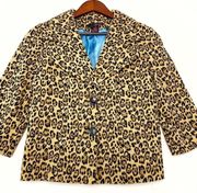 Willi Smith vintage cheetah animal print 3/4 sleeves blazer jacket size 8