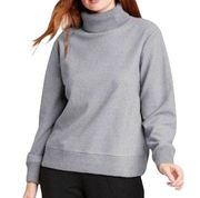 NWT  Turtleneck Sweatshirt Ribbed Knit Trim Fleece Sweater Grey