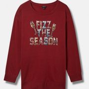 Torrid Fizz The Season sweatshirt Fleece Drop Shoulder Step Hem pullover New Sz1