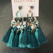 New Ellen Tracy Teal/Turquoise Earrings Bakelite Stone