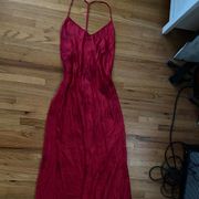 Victoria's Secret Red Long Slip Dress With Flower Details