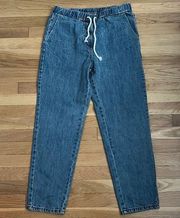Elastic/Drawstring Waist Tapered Jeans - Size L