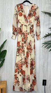 NWT  Floral Long Sleeve Maxi Dress Conservative Modest Size S Small New