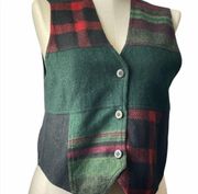 inStyle Vest Casual wool blend Red Green New York Rayon Holiday patchwork Vest L