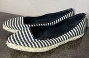 Kate Spade Saturday Shoes size 8.5 black and white stripes FLATS Espadrilles